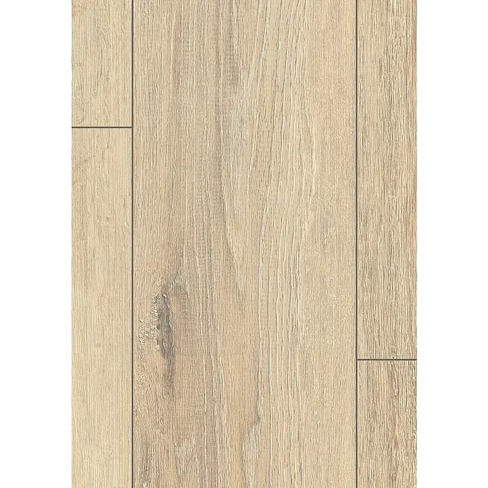 Egger Laminat NatureSense - Parkett Eiche, Landhausdiele, 1.292 x 193 x 8 mm - Nahaufnahme von Laminatboden, der ein helles Holzdesign mit Maserung und Paneelen aufweist, perfekt für modernes Wohnen.