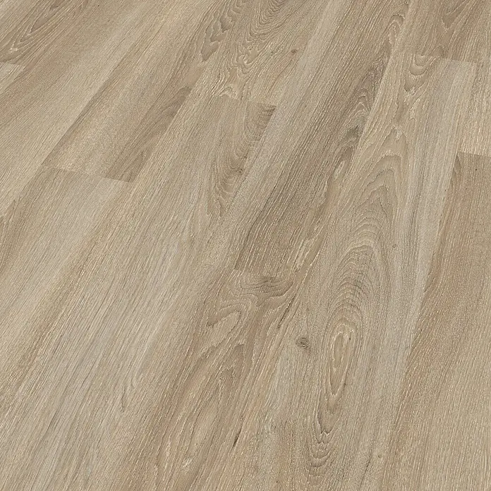 Egger Laminat NatureSense - Eiche Amiens hell, Landhausdiele, 1.292 x 193 x 8 mm - Nahaufnahme eines hellen Laminatbodens mit Holzmaserung, ideal für moderne Innenräume.