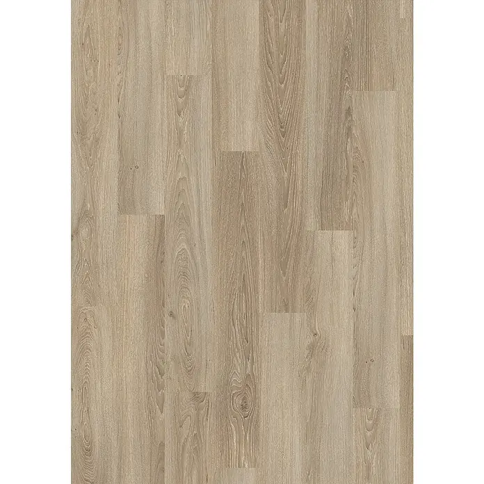 Egger Laminat NatureSense - Eiche Amiens hell, Landhausdiele, 1.292 x 193 x 8 mm - Nahaufnahme eines beigen Vinylbodens in Holzoptik, der eine warme und natürliche Atmosphäre für jeden Raum bietet.