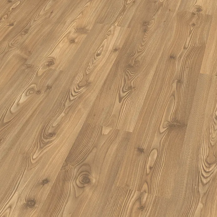 Egger Laminat NatureSense - Kanadische Fichte, Landhausdiele, 1.292 x 193 x 7 mm - Nahaufnahme eines Holzfußbodens mit Maserung.