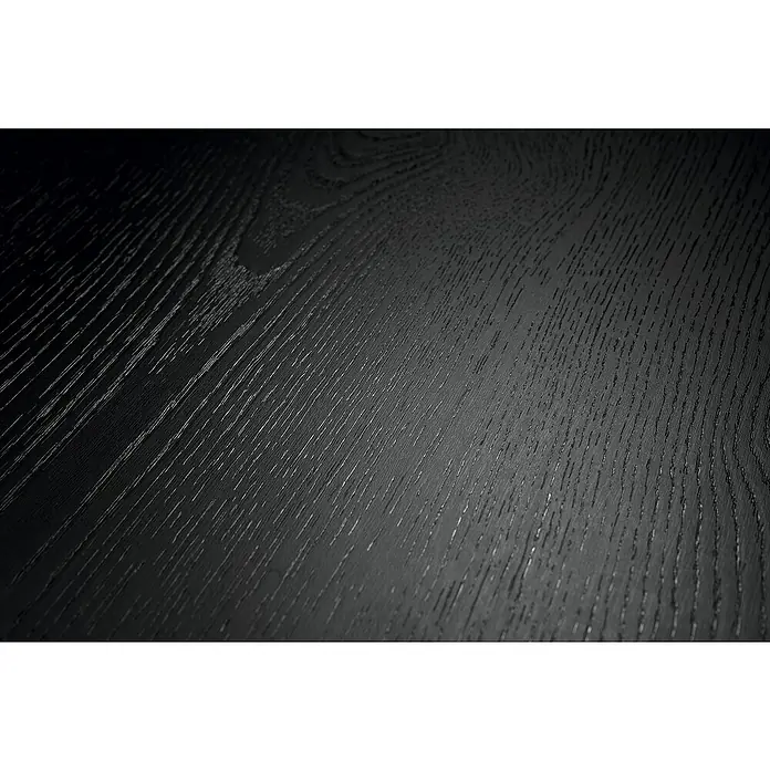 Egger Laminat NatureSense - Nord Eiche sand, Landhausdiele, 1.292 x 193 x 8 mm - Nahaufnahme einer schwarzen Holzstruktur, die die feine Maserung und die dunkle Farbe des Holzes hervorhebt.