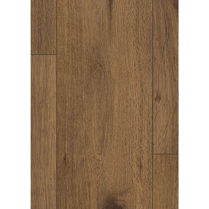 Egger Laminat NatureSense - Inuvik Eiche, Landhausdiele, 1.292 x 193 x 7 mm - Nahaufnahme von Laminatboden in dunklem Holzton, der eine warme und natürliche Atmosphäre ausstrahlt. Ideal für stilvolle Innenräume.