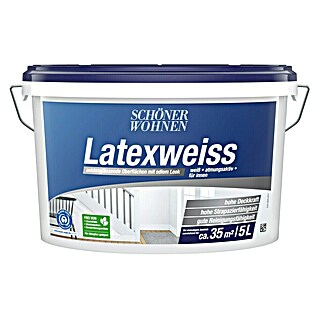 SCHÖNER WOHNEN-Farbe Latexfarbe Latexweiß (Weiß, Seidenglänzend, 5 l, Konservierungsmittelfrei)