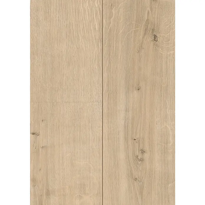 Egger Laminatmuster NatureSense - 297 x 327 x 8 mm, Landhausdiele, Ortega Eiche natur - Nahaufnahme von hellen Holzböden, die eine warme und natürliche Ästhetik in jedem Raum erzeugen. Das perfekte Bodenbelag für Ihr Zuhause.
