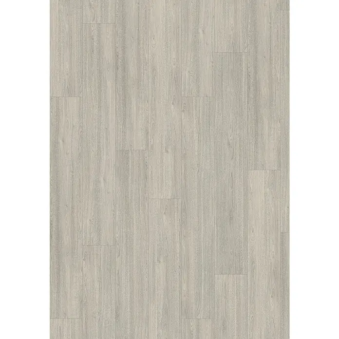 Egger Laminat NatureSense - Charlotte Eiche hellgrau, Landhausdiele, 1.292 x 193 x 7 mm - Helle Holzdielen in Fischgrätmuster. Ein moderner und stilvoller Bodenbelag, der jedem Raum Wärme und Eleganz verleiht.