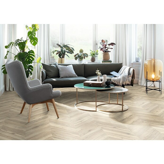 Egger Laminat NatureSense Rillington Eiche hell (Rillington Eiche hell, Fischgrät, 1 292 x 327 x 8 mm) | BAUHAUS