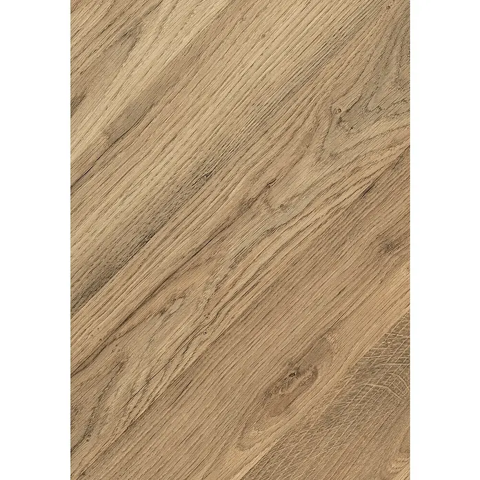 Egger Laminatmuster NatureSense - 297 x 327 x 8 mm, Fischgrät, Rillington Eiche dunkel - Nahaufnahme einer hellbraunen Holzoberfläche mit deutlicher Maserung, ideal als Hintergrund oder Textur für Designs und Projekte.