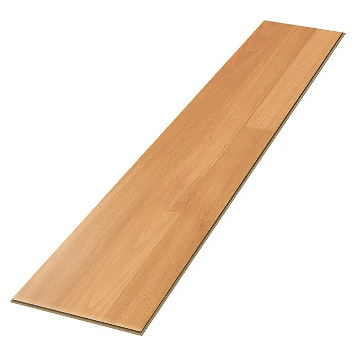 Egger Laminat NatureSense - Buche SB rustikal, Schiffsboden, 1.292 x 193 x 7 mm - Ein einzelnes Laminatpaneel mit einem hellen Holzton, das die Maserung und die Textur des Holzes hervorhebt, ideal für Bodenbeläge.