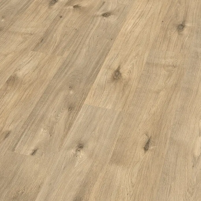Egger Laminat NatureSense - Achensee Eiche, Landhausdiele, 1.292 x 193 x 7 mm - Nahaufnahme des eleganten Laminatbodens mit warmen Holzton und natürlicher Maserung.