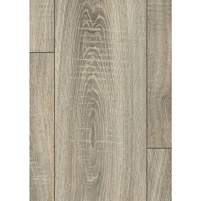 Egger Laminat NatureSense - Bardolino Eiche grau, Landhausdiele, 1.292 x 193 x 7 mm - Nahaufnahme von stilvollen Holzbodenpaneelen in verschiedenen Grautönen, die ein modernes, elegantes Ambiente schaffen.