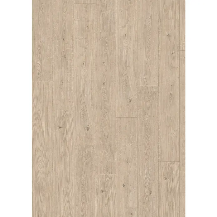 Egger Laminat NatureSense - Berdal Eiche hell, Landhausdiele, 1.292 x 193 x 7 mm - Helle Holzboden-Textur. Das Bild zeigt ein Muster von hellen Holzbodenbrettern mit subtilen Maserungen und natürlichen Farbvariationen.