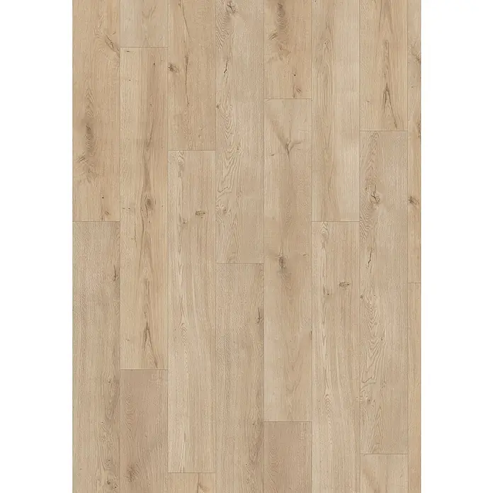 Egger Laminat NatureSense Aqua - Lausanne Eiche hell, Landhausdiele, 1.292 x 193 x 10 mm - Bodenbelag aus hellem Holzimitat mit Maserung. Die Holzoptik verleiht jedem Raum Wärme und Eleganz, ideal für modernes Wohnen.