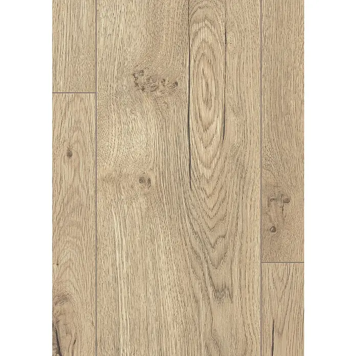 Egger Laminatmuster NatureSense Aqua - 297 x 193 x 8 mm, Landhausdiele, Olchon Eiche sandbeige - Nahaufnahme von Laminatboden mit realistischem Holzdekor und gut sichtbaren Maserungen, ideal für moderne Wohnräume.