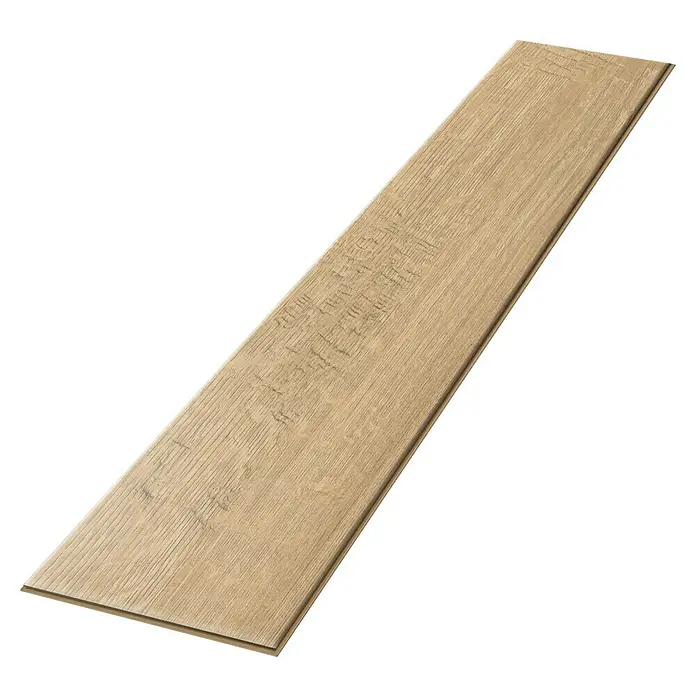Egger Laminat NatureSense Aqua - Sherman Eiche hellbraun, Landhausdiele, 1.292 x 193 x 10 mm - Nahaufnahme eines einzelnen Laminatdielen mit einer natürlichen Holzstruktur, ideal für moderne Bodenbeläge.