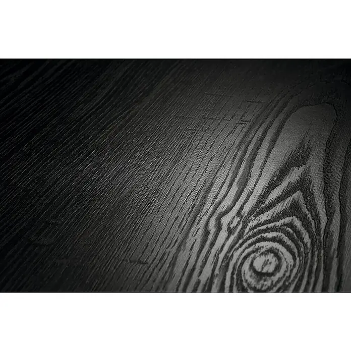 Egger Laminat NatureSense Aqua - Sherman Eiche hellbraun, Landhausdiele, 1.292 x 193 x 10 mm - Nahaufnahme einer dunklen Holzoberfläche mit markanten Maserungen, die Tiefe und Textur des Materials hervorheben.