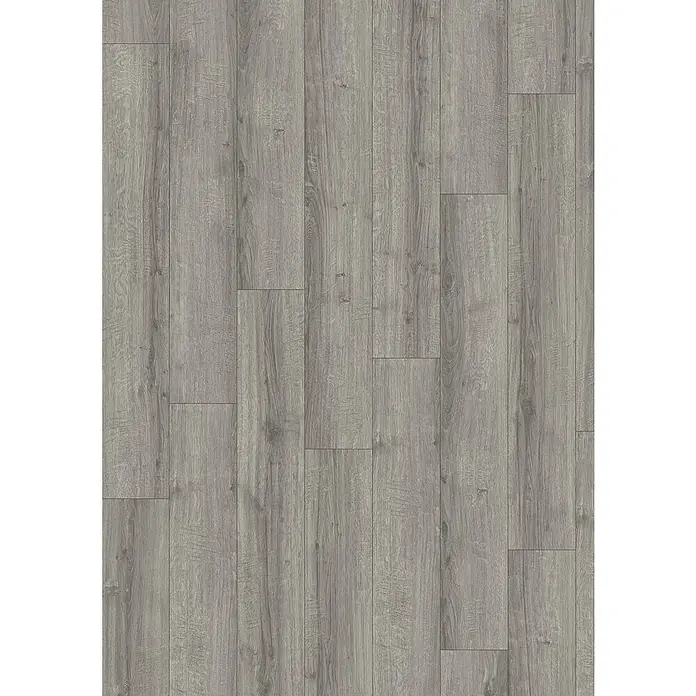 Egger Laminat NatureSense Aqua - Sherman Eiche hellgrau, Landhausdiele, 1.292 x 193 x 8 mm - Graue Holzbodenstruktur. Die einzelnen Planken erzeugen ein modernes und einheitliches Erscheinungsbild für jeden Raum.