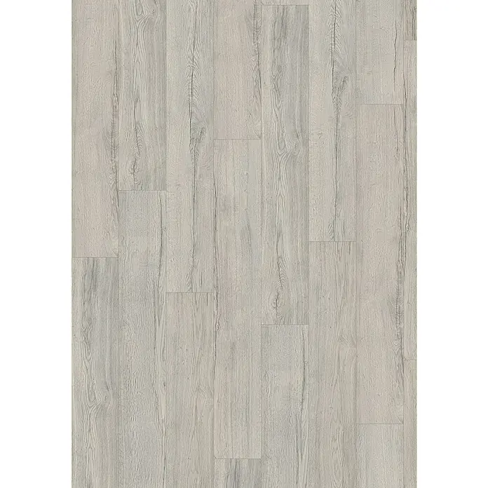 Egger Laminat NatureSense Aqua - Elva Eiche grau, Landhausdiele, 1.292 x 193 x 10 mm - Bild einer hellen Holzoptik-Vinylbodenplatte mit realistischer Maserung. Die Diele vermittelt ein modernes und natürliches Ambiente.
