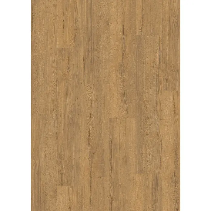 Egger Laminat NatureSense Aqua - Elva Eiche honig, Landhausdiele, 1.292 x 246 x 8 mm - Nahaufnahme eines Musters von Laminatboden in warmen Brauntönen, das eine natürliche Holzmaserung und Textur zeigt.