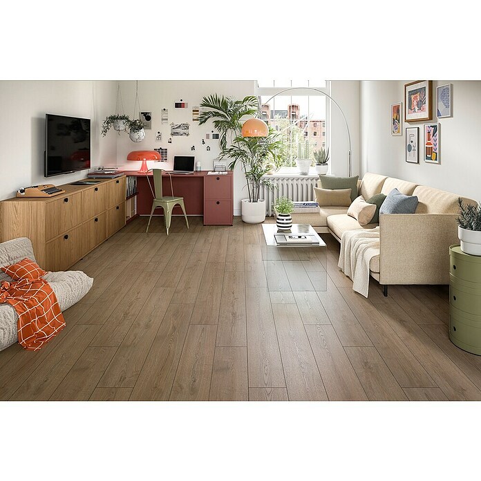 Egger Laminat NatureSense Aqua Turin Eiche braun (Turin Eiche braun, Landhausdiele, 1 292 x 193 x 8 mm) | BAUHAUS