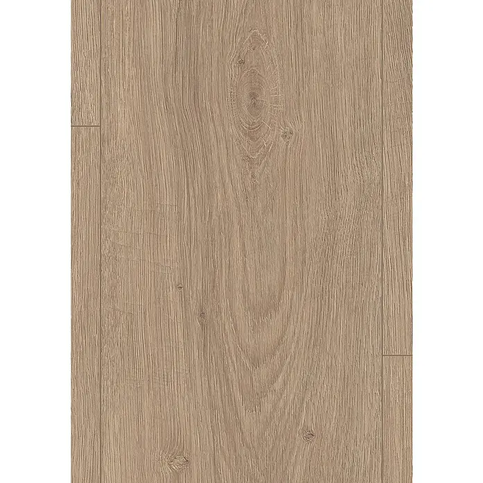 Egger Laminatmuster NatureSense Aqua - 297 x 246 x 8 mm, Landhausdiele, Victoria Eiche braun - Helles Laminat mit einer markanten Holzmaserung und einem Astloch in der Mitte, ideal für moderne Wohnräume.