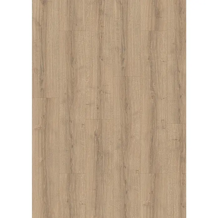 Egger Laminat NatureSense Aqua - Sherman Eiche braun, Landhausdiele, 1.292 x 246 x 8 mm - Detailaufnahme eines hellbraunen Laminatbodens mit ausgeprägter Holzmaserung, ideal für moderne Innenräume.