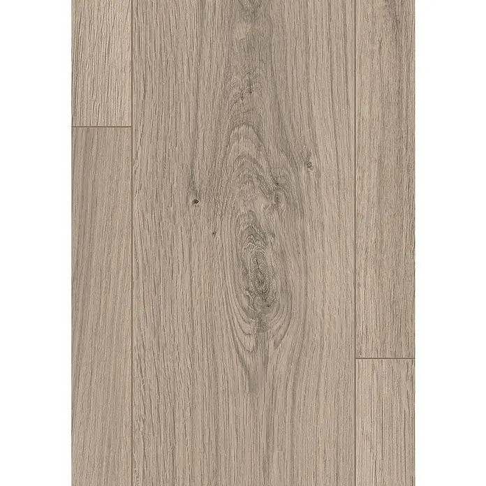 Egger Laminat NatureSense Aqua - Pinot Eiche hellgrau, Landhausdiele, 1.292 x 193 x 8 mm - Nahaufnahme von Holzlaminatbodenbelag mit einzigartiger Maserung, ideal für moderne Wohnräume, und ein warmes, einladendes Ambiente schafft.