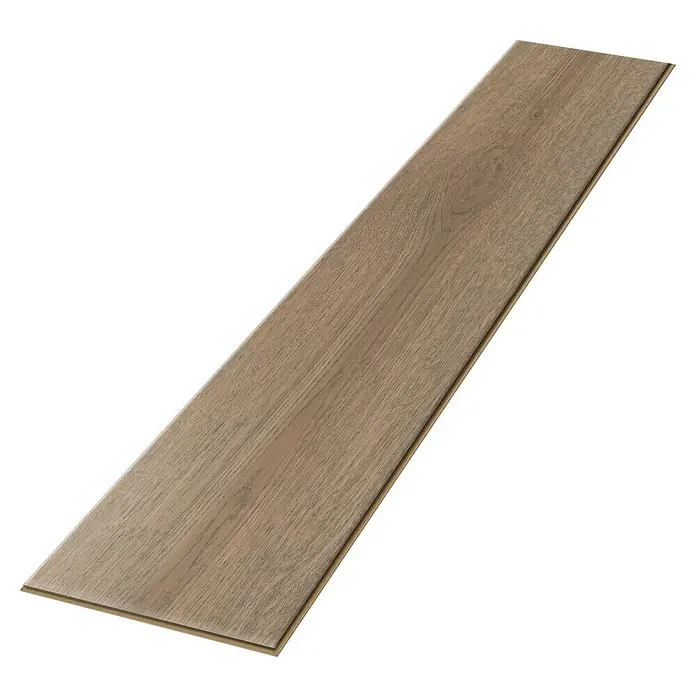 Egger Laminat NatureSense Aqua - Turin Eiche braun, Landhausdiele, 1.292 x 193 x 8 mm - Ein einzelnes Laminatbodenstück mit einem realistischen Holzmaserungsmuster, ideal für moderne Inneneinrichtungen und einfache Installation.