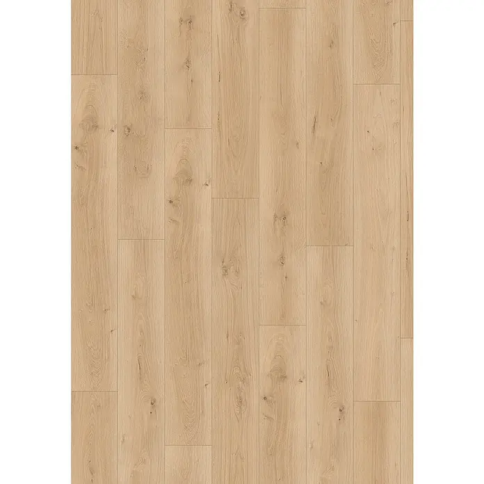 Egger Laminat NatureSense Aqua - Pinot Eiche sand, Landhausdiele, 1.292 x 193 x 10 mm - Helle Holzboden-Textur mit Paneelen, die eine warme, natürliche und einladende Atmosphäre vermittelt. Ideal für moderne Wohnräume.