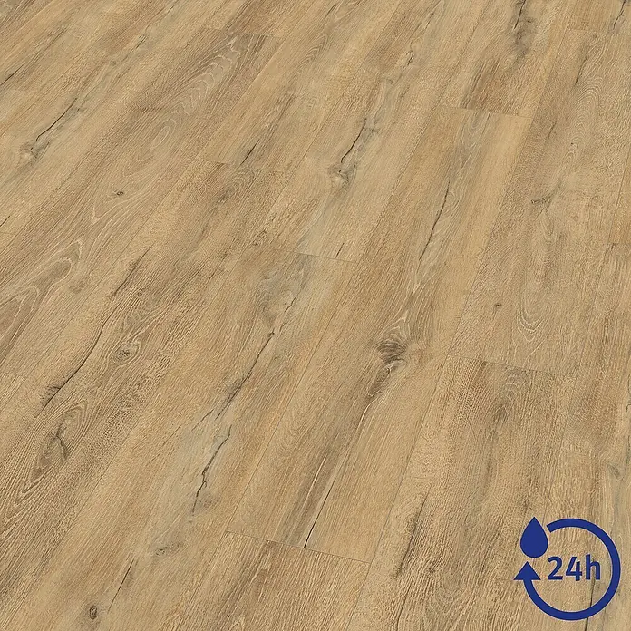 Egger Laminat NatureSense Aqua - Melba Eiche natur, Landhausdiele, 1.292 x 193 x 10 mm - Attraktives Laminat in Holzoptik. Die authentische Maserung und die warme Farbgebung schaffen eine gemütliche Atmosphäre. Ideal für Wohnräume.