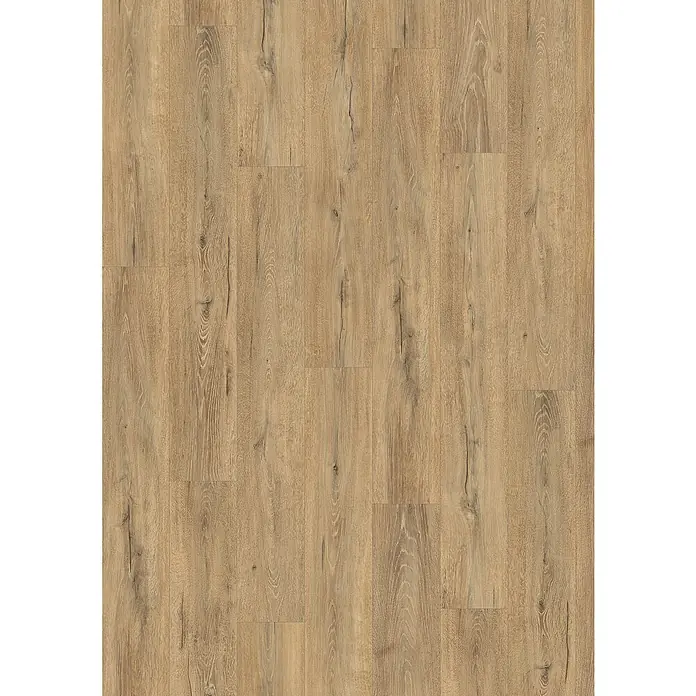 Egger Laminat NatureSense Aqua - Melba Eiche natur, Landhausdiele, 1.292 x 193 x 10 mm - Detailaufnahme eines Laminatbodens in hellbrauner Holzoptik, der eine natürliche und warme Atmosphäre vermittelt.