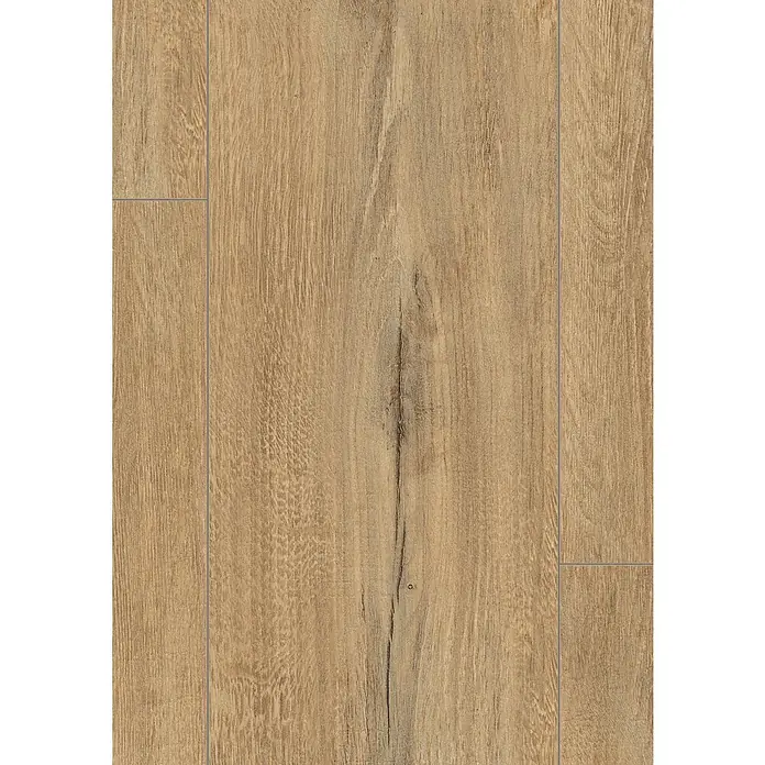 Egger Laminatmuster NatureSense Aqua - 297 x 193 x 10 mm, Landhausdiele, Melba Eiche natur - Nahaufnahme von hellem Laminatboden mit Holzstruktur und Fugenlinien, ideal für moderne Innenräume.