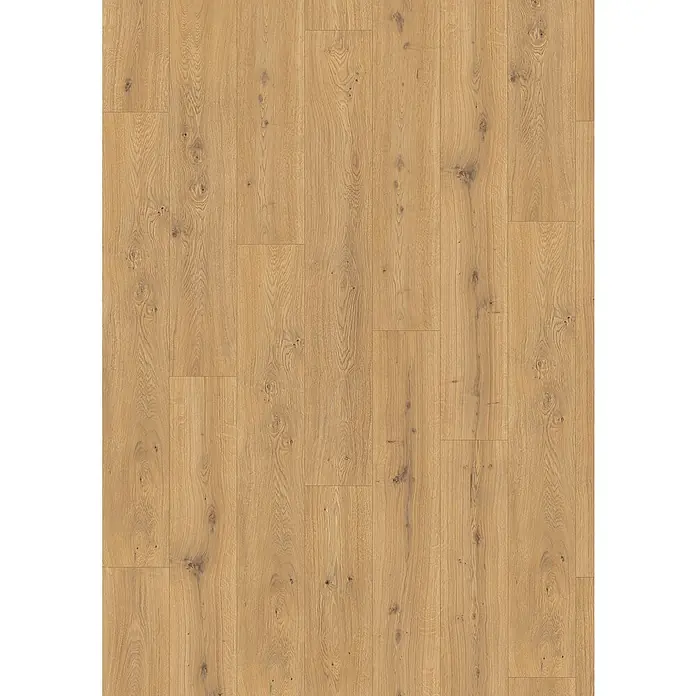 Egger Laminat NatureSense Aqua - Predaia Eiche honig, Landhausdiele, 1.292 x 193 x 8 mm - Nahaufnahme von hellem Eichenlaminatboden mit Maserung und Astlöchern, ideal für moderne Innenräume.