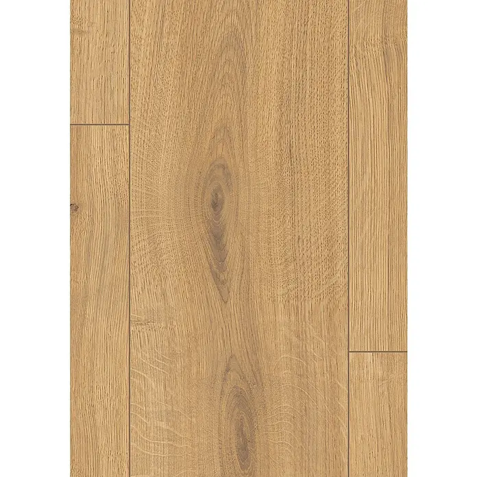 Egger Laminat NatureSense Aqua - Predaia Eiche honig, Landhausdiele, 1.292 x 193 x 8 mm - Nahaufnahme von Laminatboden in warmen Holztönen, der eine realistische Holzstruktur und Maserung zeigt.