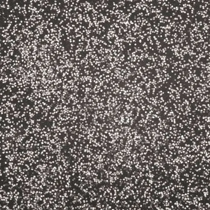 Glorex Deko-Effekt-Flitter - Silber, 14 ml - Funkelnder, schwarzer Stoff mit silbernen Glitzerpunkten, ideal für festliche Kleidung und Dekorationen. Schafft eine elegante und glamouröse Atmosphäre.