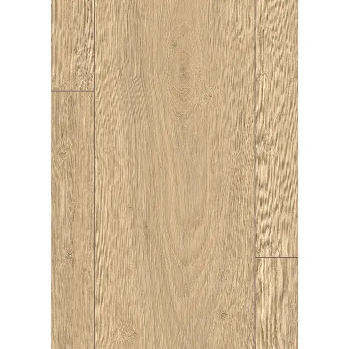Egger Laminat NatureSense Aqua - Victoria Eiche natur, Landhausdiele, 1.292 x 193 x 8 mm - Nahaufnahme von hellem Laminatboden mit Holzmaserung und leichter Textur für ein modernes Interieur.