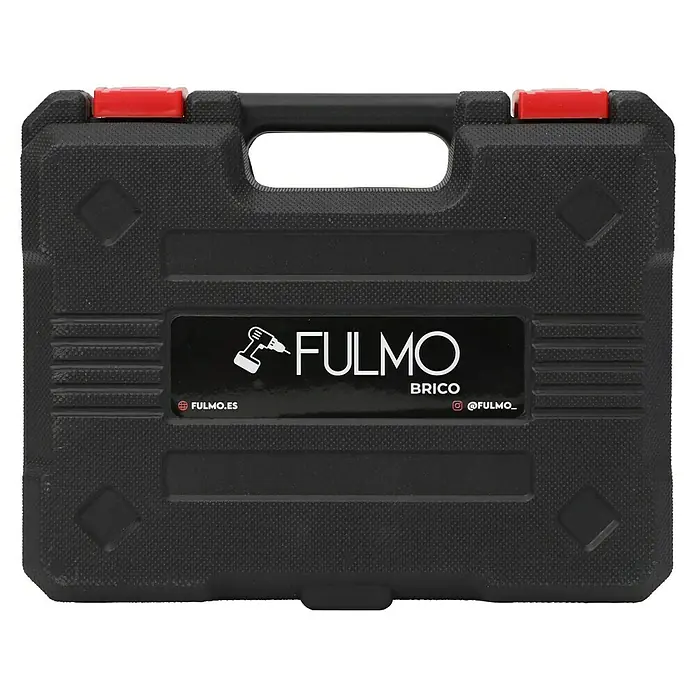 Fulmo Atornillador de batería - 3,6 V, 1 batería, 1,3 Ah, 3,5 Nm - Caja de herramientas negra con el logo de Fulmo Brico, ideal para artesanos y aficionados al bricolaje. Solución de almacenamiento robusta.