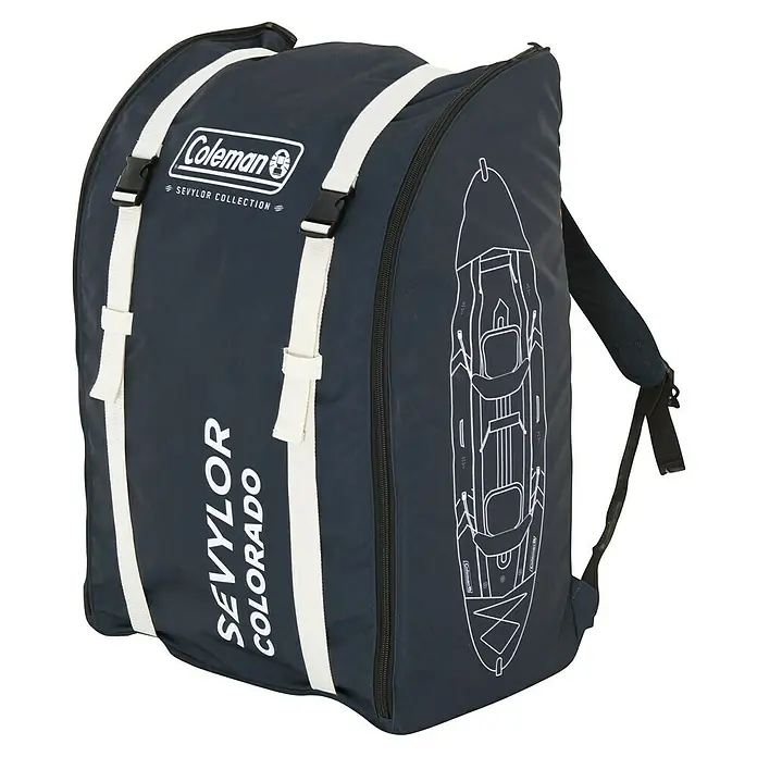 Sevylor Kajak Colorado Kit - L x B: 342 x 96 cm, Nutzlast: 180 kg, Geeignet für: 2 Personen - Coleman Sevylor Colorado Tragetasche: Dunkelblaue Tragetasche mit weißen Gurten und dem Coleman Logo. Praktisch für den Transport des Schlauchbootes.