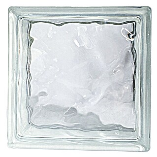 Bloque de vidrio ondulado (Transparente, Decorativo, 8 x 19 x 19 cm, Cuadrado)