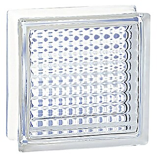 Bloque de vidrio cuadriculado (Transparente, Decorativo, 8 x 19 x 19 cm)