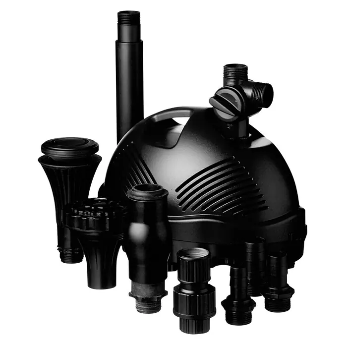 Ubbink Wasserspielpumpe Elimax 6000 - 125 W, Max. Förderhöhe: 390 cm - Schwarze Teichpumpe mit Zubehör für Springbrunnen und Wasserspiele im Garten.