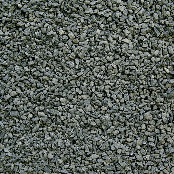Hamann Mercatus Fugensplitt - Anthrazit, Körnung: 1 mm - 3 mm, 1.000 kg - Nahaufnahme von grauem Splitt. Ideal für Gartenwege oder als Zierkies im Außenbereich, bietet es eine robuste und natürliche Optik.