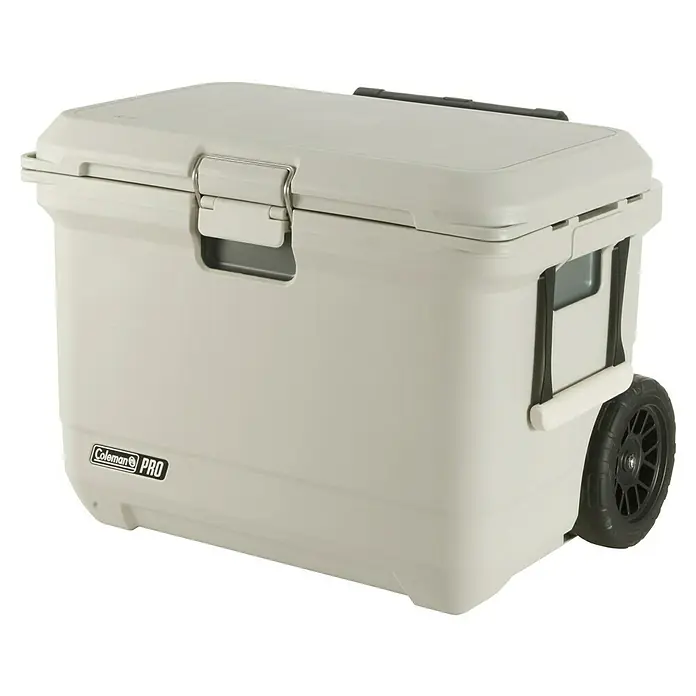 Coleman Kühlbox Pro 55QT - L x B x H: 65 x 37 x 48 cm, Schwarz, 52 l - Tragbarer Coleman Pro-Kühlbehälter mit Rädern, ideal für den Transport von Speisen und Getränken im Freien.