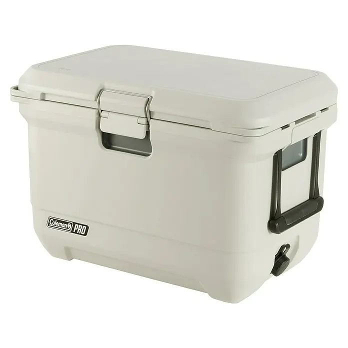Coleman Kühlbox Pro 45QT - L x B x H: 26 x 47 x 43 cm, Schwarz, 42,5 l - Ein hochwertiger, cremefarbener Coleman Pro Kühlbox, ideal für Camping, Picknicks und andere Outdoor-Aktivitäten, um Speisen und Getränke kühl zu halten.