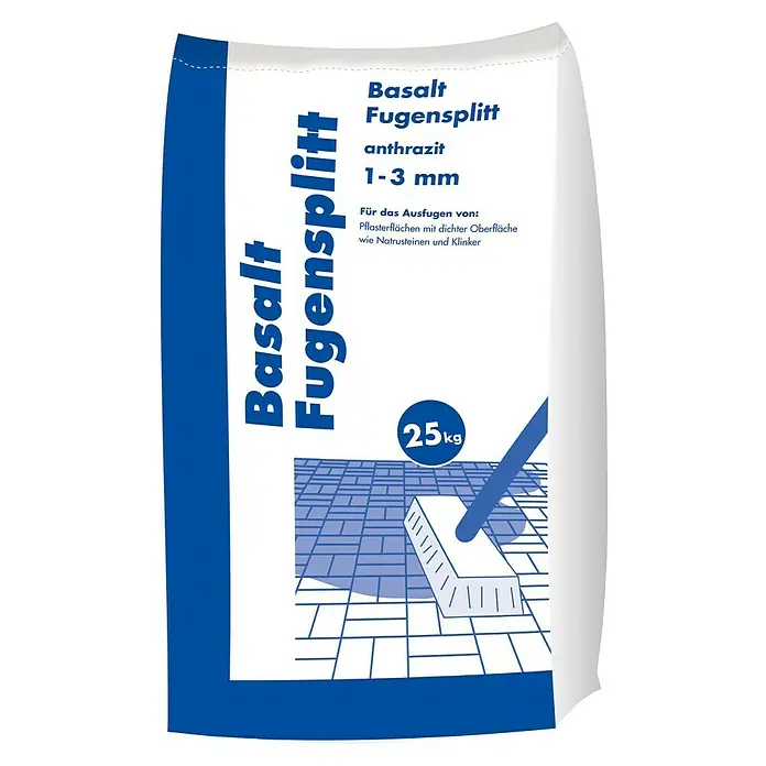 Hamann Mercatus Fugensplitt - Anthrazit, Körnung: 1 mm - 3 mm, 25 kg - 25kg Sack anthrazitfarbener Basalt-Fugensplitt, 1-3 mm, für Pflasterfugen.