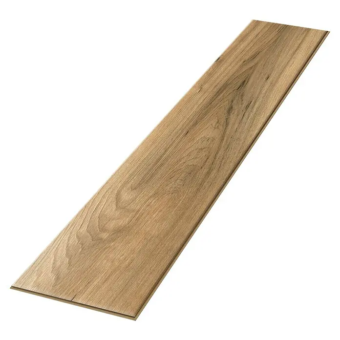 Egger Laminat NatureSense Aqua - Perganti Nussbaum braun, Landhausdiele, 1.292 x 193 x 8 mm - Hochformatige Aufnahme eines einzelnen Laminatbodens mit warmem Holzton und sichtbarer Maserung.