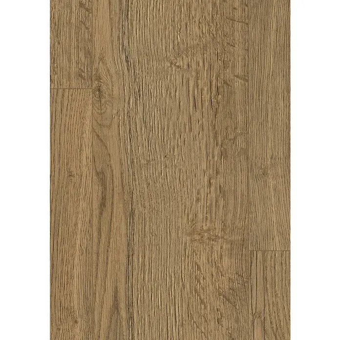 Egger Laminat Aquadura+ - Elva Eiche braun, Landhausdiele, 1.292 x 193 x 7,5 mm - Nahaufnahme von hellem, rustikalem Eichenparkett mit deutlicher Maserung für ein natürliches Wohnambiente.
