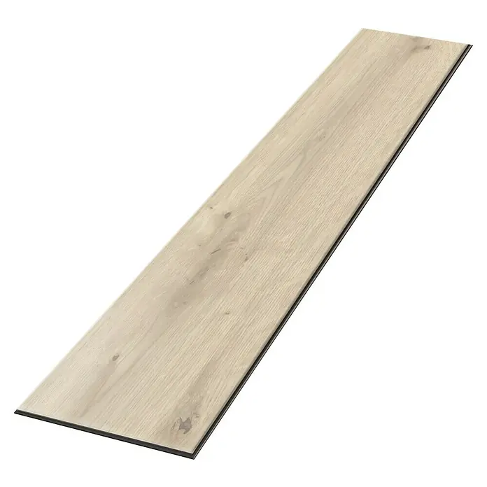 Egger Laminat Aquadura+ - Almington Eiche beige, Landhausdiele, 1.292 x 193 x 7,5 mm - Nahaufnahme eines Laminatbodens, der eine natürliche Holzstruktur und helle Farbgebung für ein modernes Ambiente zeigt.
