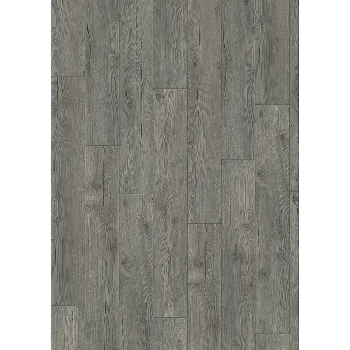 Egger Laminat NatureSense Aqua - Avery Eiche grau, Landhausdiele, 1.292 x 193 x 10 mm - Detailaufnahme eines grauen Laminatbodens mit Holzstruktur, ideal für moderne Innenräume.
