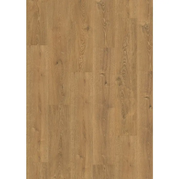 Egger Laminat Aquadura+ - Waltham Eiche natur, Landhausdiele, 1.292 x 246 x 7,5 mm - Nahaufnahme von Laminatbodenbelag, der eine natürliche Holzmaserung und warme Farbtöne aufweist. Ideal für stilvolle Innenräume.
