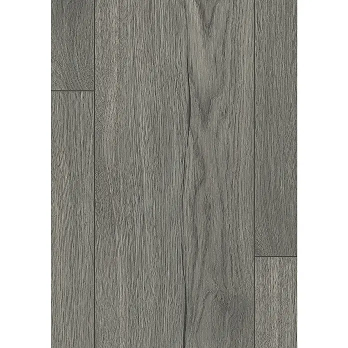 Egger Laminat NatureSense Aqua - Avery Eiche grau, Landhausdiele, 1.292 x 193 x 10 mm - Detailaufnahme von grauem Holzlaminatboden, der eine moderne und robuste Optik für jeden Raum bietet.